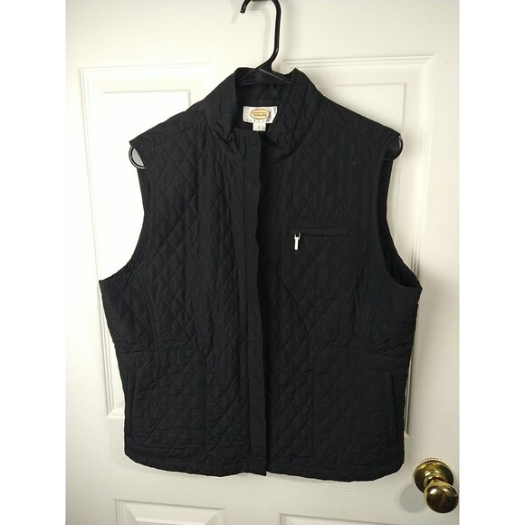 Talbots Woman LP Black Quilted Vest Pockets Full Zip Lightweight Outdoor Casual - Picture 1 of 10